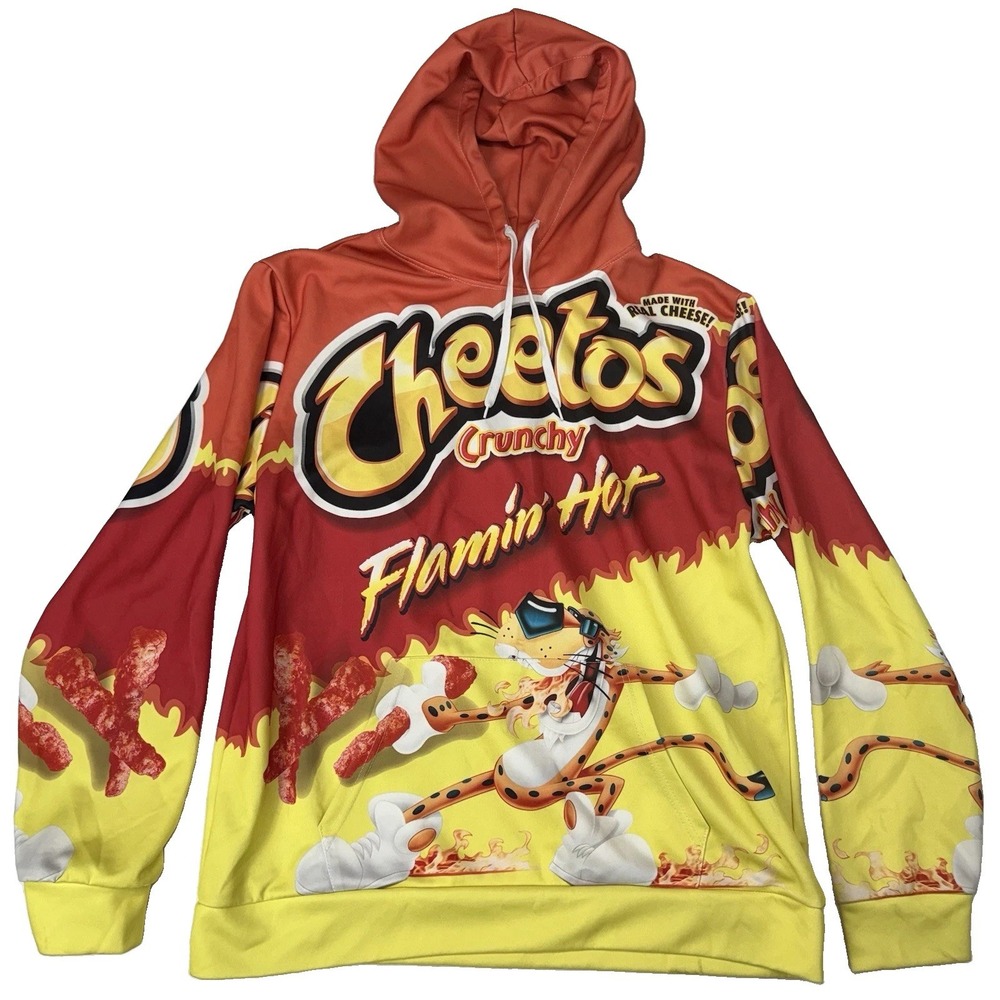 Flaming Hot Cheetos All Over Print Graphic Hoodie Adult Large with Pockets